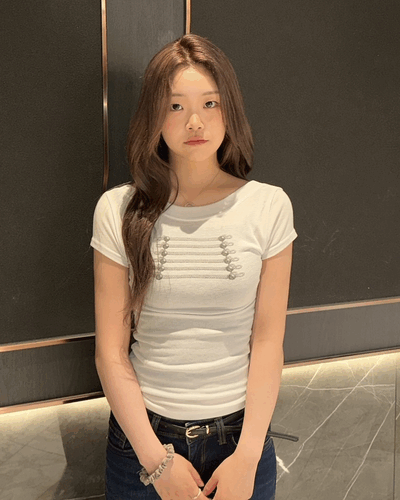 나폴레옹 버튼 포인트 반팔 티셔츠