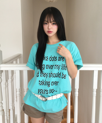 ドットレタリングプリント半袖Tシャツ