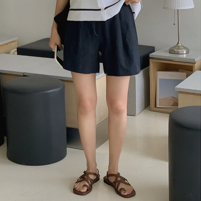 Sona リネンショートパンツ 後ろゴム 10代 代女性ファッション韓国通販