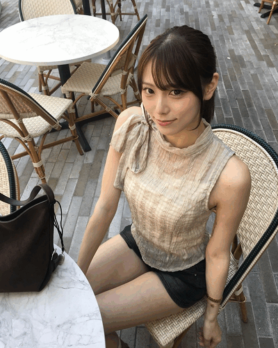 시스루 체크 리본 블라우스
