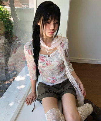 フラワー7分丈Tシャツ