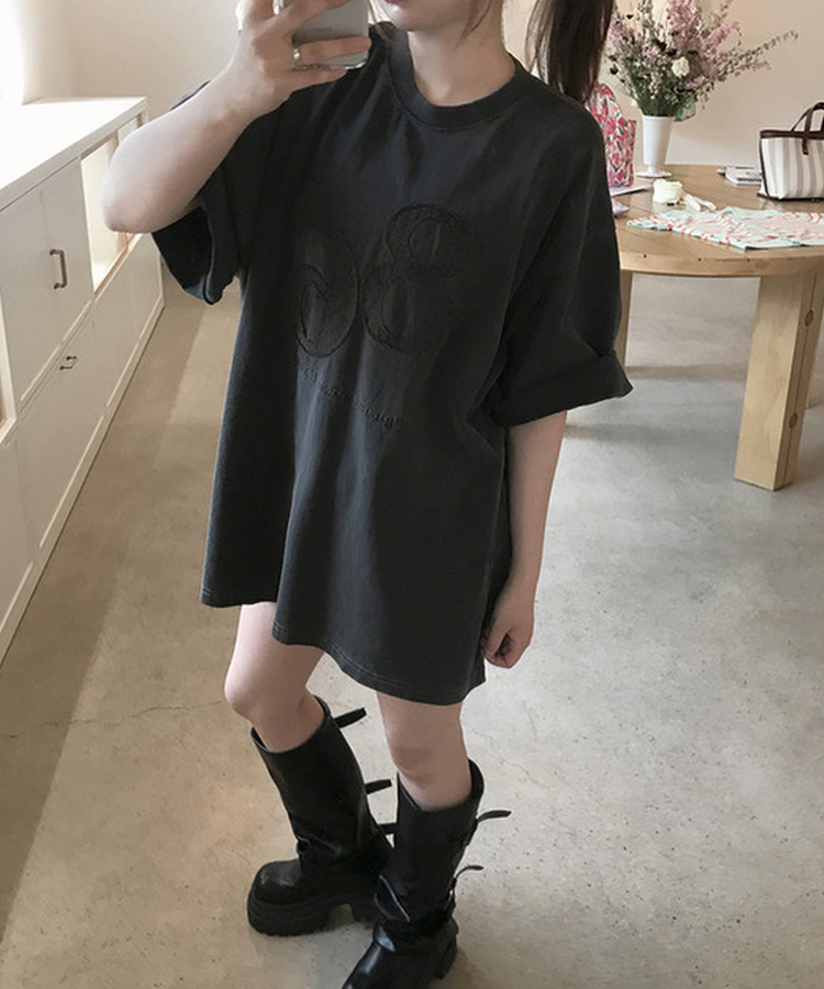 ☆ANEW GOLF☆アニュー韓国　LAYERED DETAIL半袖 ピグメント刺繍オーバーサイズ半袖Tシャツ｜半袖Tシャツ｜韓国