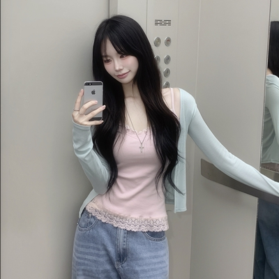 부드러운 차르르 오픈 여름 숄가디건 팔뚝살커버 살탐방지 민트코어