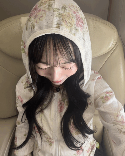 花柄シースルージップアップパーカー