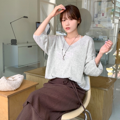 ETRO エトロ リネン100% Vネック 半袖 サマーニット リネン　Tシャツ リネンVネック半袖サマーニット(8color)｜ニット｜韓国ファッション
