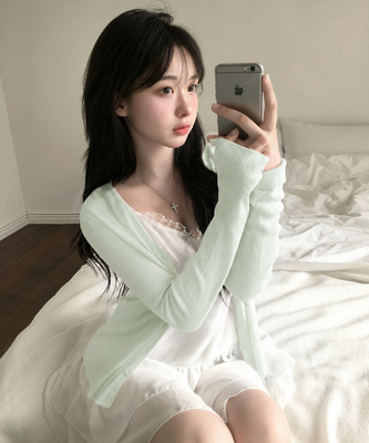 글로우 브이넥 롱 가디건 긴팔 차르르 슬림핏 러블리 휴양지룩 캐주얼 간절기아우터간절기템여름가디건썸머코디