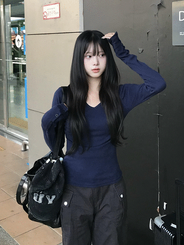 브이넥 커프스 버튼 탑(7color)
