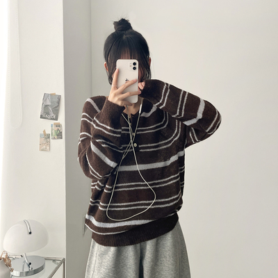 ボーダースナップニットTシャツ