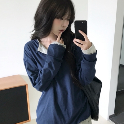 レイヤードヘンリーネックTシャツ(8color)｜長袖Tシャツ｜韓国