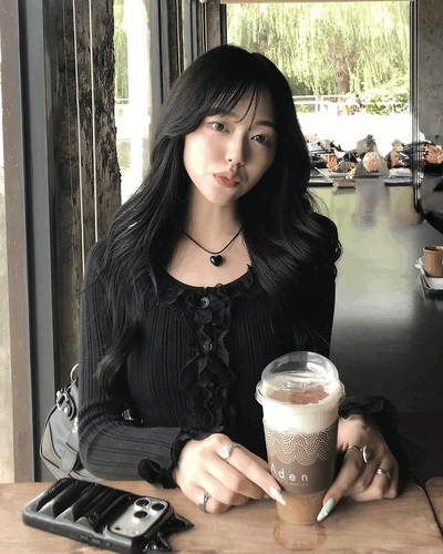 【단독상품】프릴 골지 니트 가디건