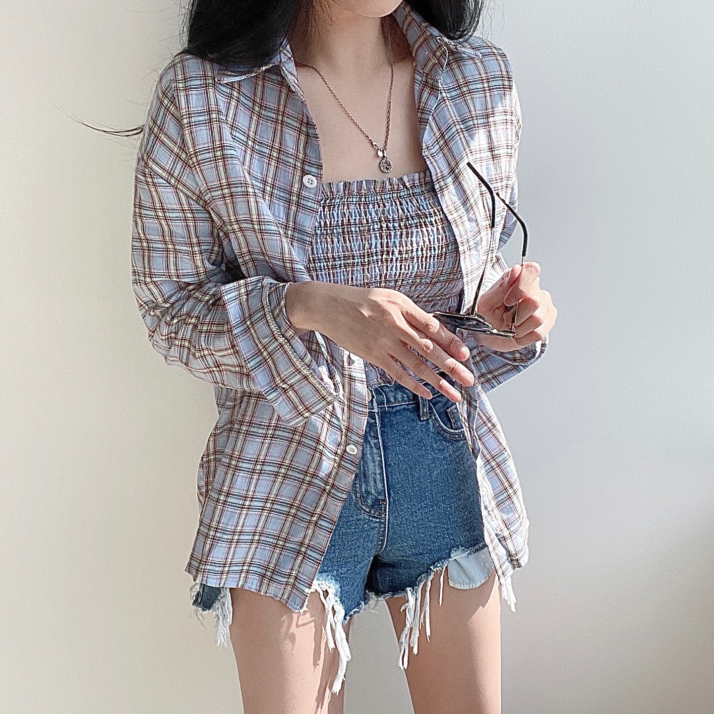 Sona チェックシャツ チェックブラトップｓｅｔ 10代 代女性ファッション韓国通販
