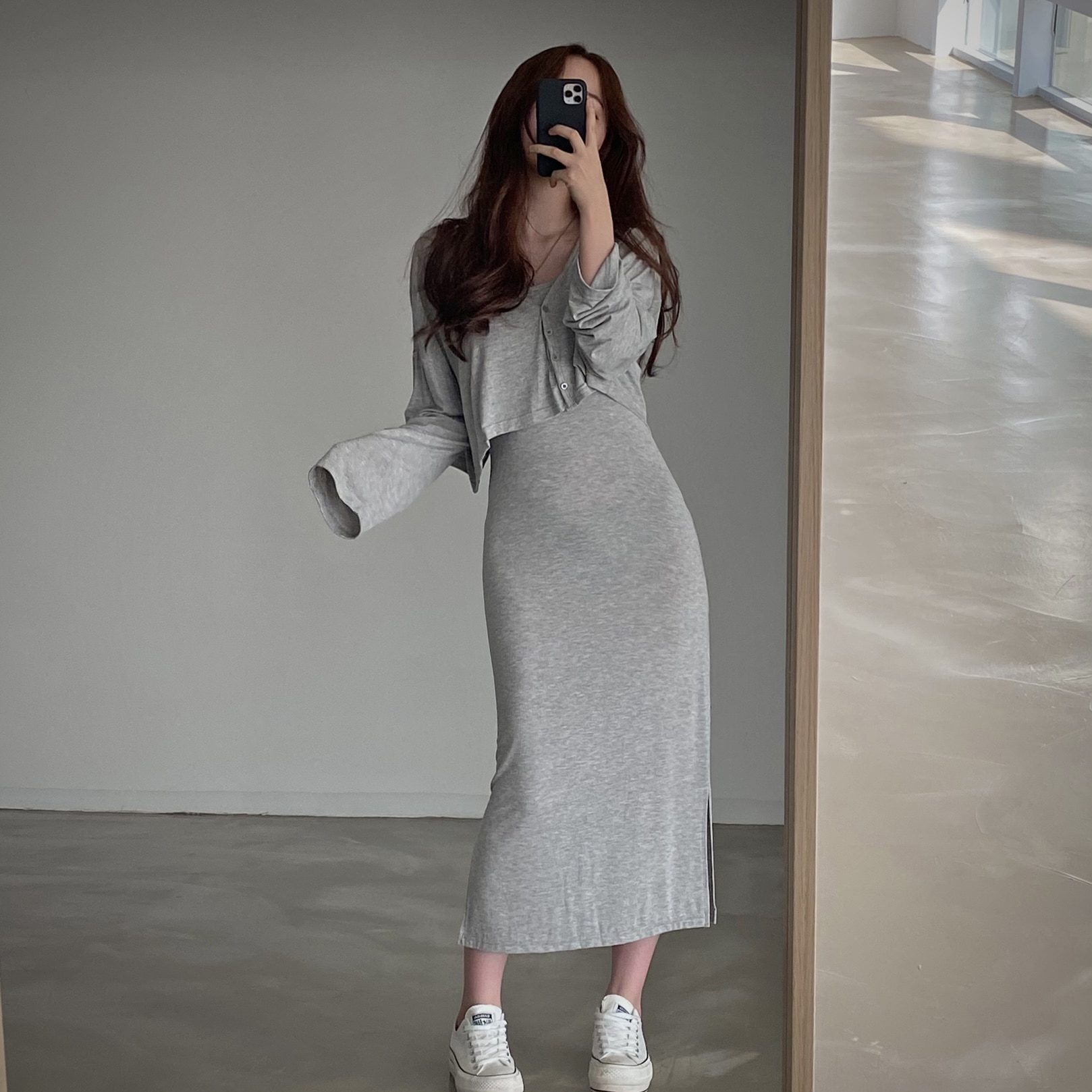 Sona Set カーディガン キャミロングワンピースセット 10代 代女性ファッション韓国通販