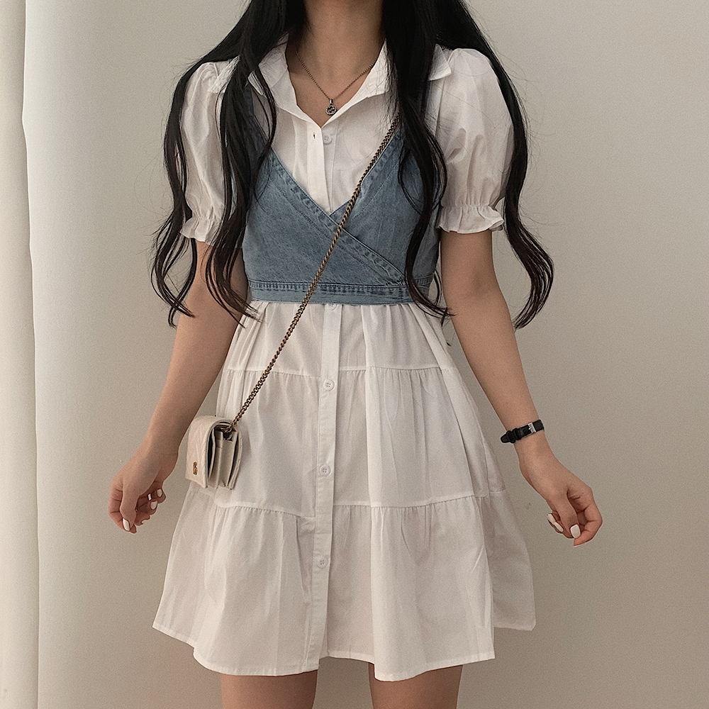Sona Set デニムビスチェ ワンピース 10代 代女性ファッション韓国通販