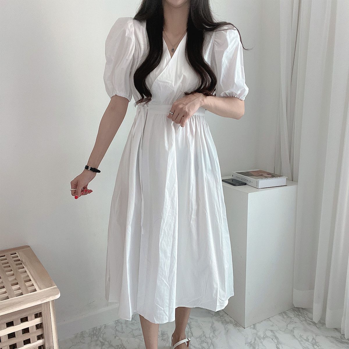 Sona ラップリボンフレアロングワンピース 10代 代女性ファッション韓国通販