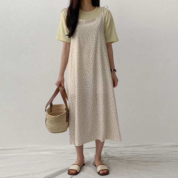 Sona ミニフラワーキャミロングワンピース 10代 代女性ファッション韓国通販