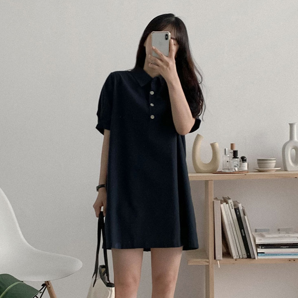 Sona ポロシャツ半袖ミニワンピース 10代 代女性ファッション韓国通販