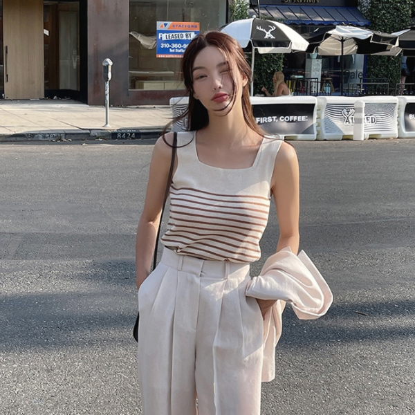 Sona ストライプノースリーブ 10代 代女性ファッション韓国通販