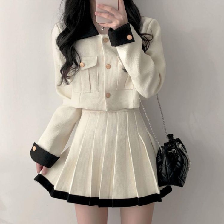 [SET]配色カラーツイードジャケット+スカート - cottonlog | 最も人気の10代・20代女性ファッション韓国通販SONA【ソナ】