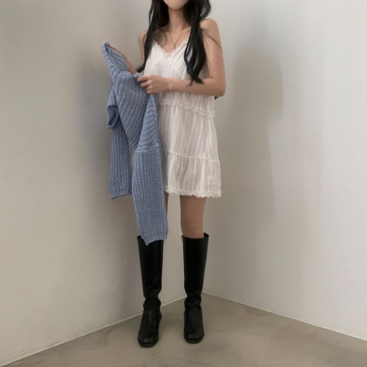 レースキャミソールフリルシフォンミニワンピース｜ミニワンピース