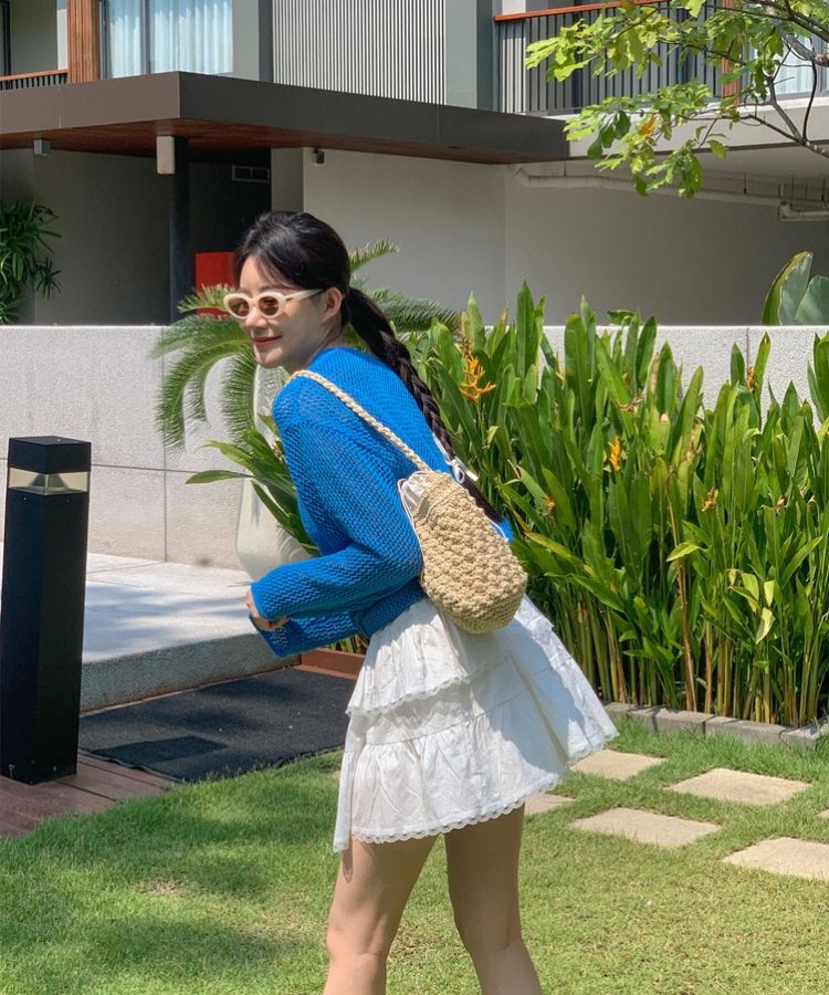 ファッション雑貨 配色ラウンドサングラス IVORY