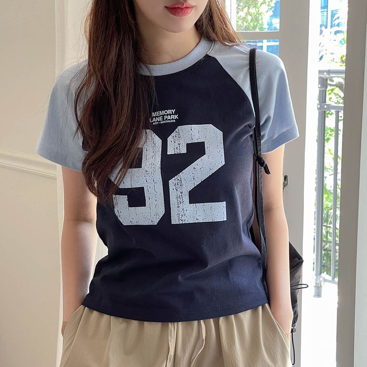 ビンテージプリント半袖Tシャツ NAVY