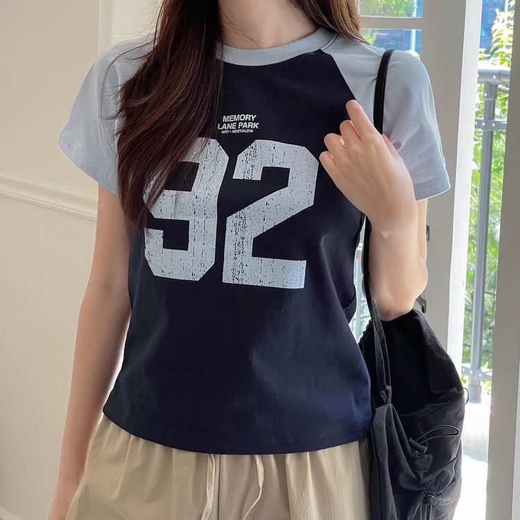 ビンテージプリント半袖Tシャツ NAVY