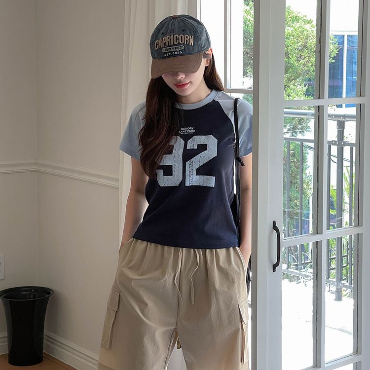 ビンテージプリント半袖Tシャツ NAVY