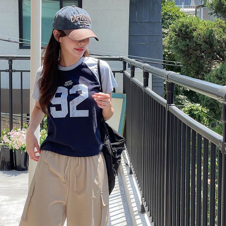 ビンテージプリント半袖Tシャツ NAVY