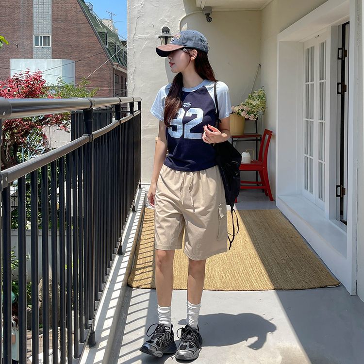 ビンテージプリント半袖Tシャツ NAVY