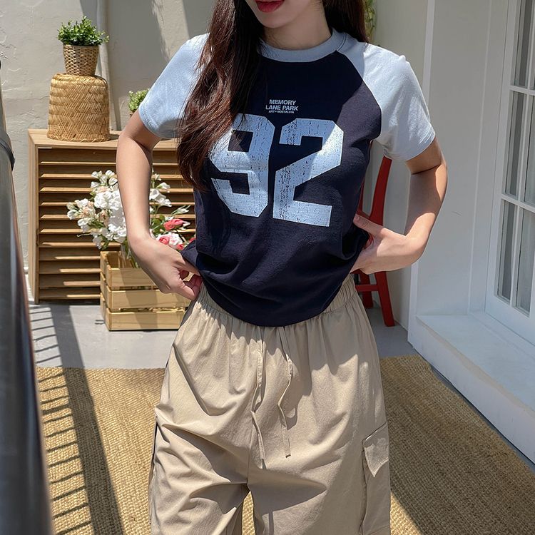 ビンテージプリント半袖Tシャツ NAVY