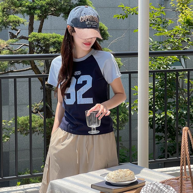 ビンテージプリント半袖Tシャツ NAVY