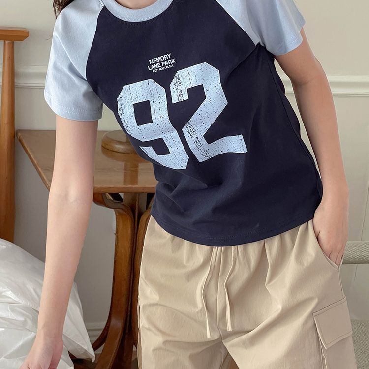 ビンテージプリント半袖Tシャツ NAVY