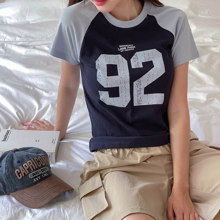 ビンテージプリント半袖Tシャツ NAVY