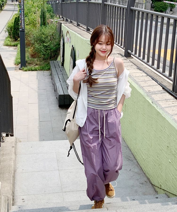 【ジョガー調節可】ピンタックバンディングパンツ LAVENDER