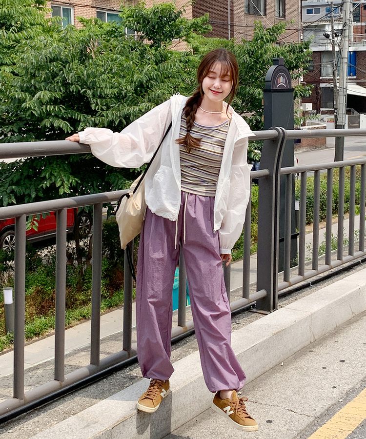 【ジョガー調節可】ピンタックバンディングパンツ LAVENDER