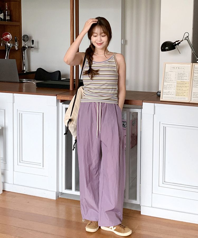【ジョガー調節可】ピンタックバンディングパンツ LAVENDER