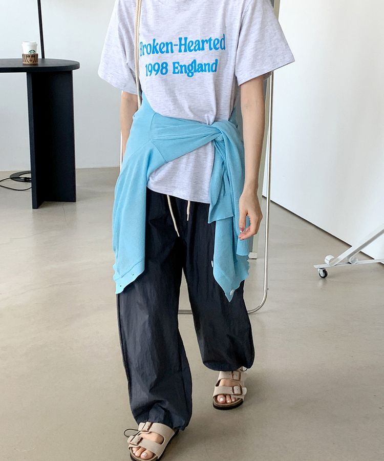 【ジョガー調節可】ピンタックバンディングパンツ CHARCOAL