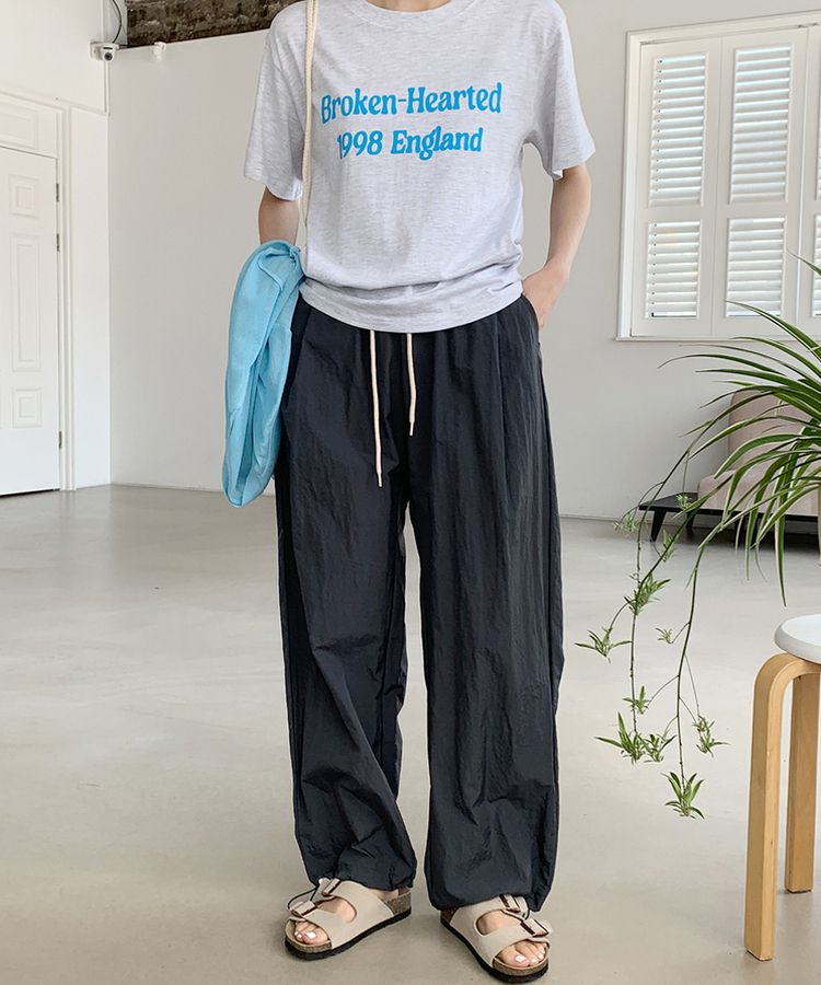 【ジョガー調節可】ピンタックバンディングパンツ CHARCOAL