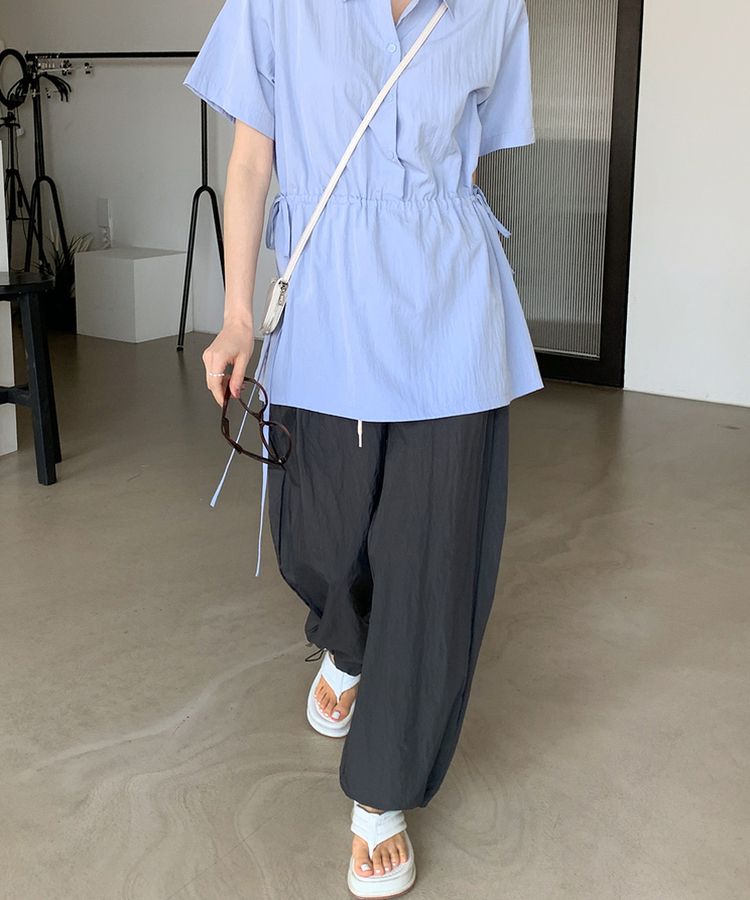 【ジョガー調節可】ピンタックバンディングパンツ CHARCOAL