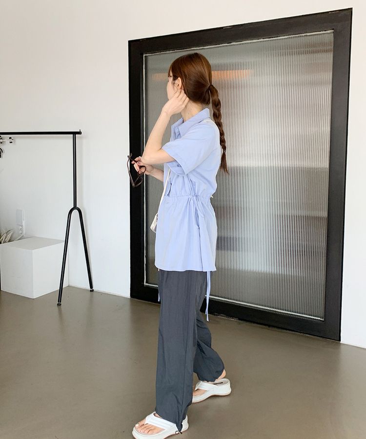 【ジョガー調節可】ピンタックバンディングパンツ CHARCOAL