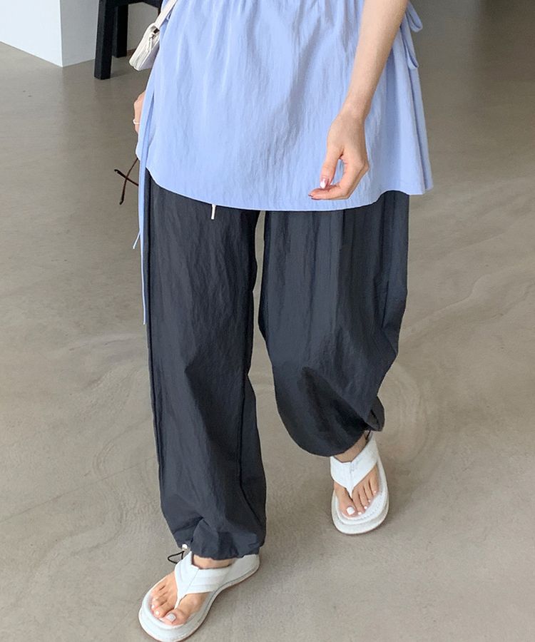 【ジョガー調節可】ピンタックバンディングパンツ CHARCOAL