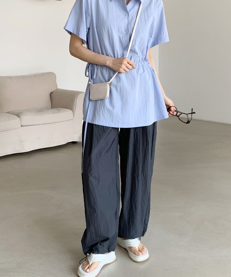 【ジョガー調節可】ピンタックバンディングパンツ CHARCOAL