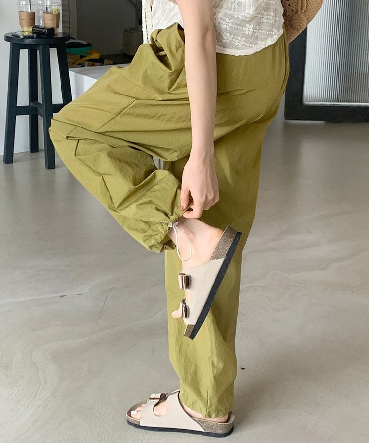 【ジョガー調節可】ピンタックバンディングパンツ OLIVE