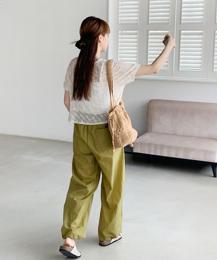 【ジョガー調節可】ピンタックバンディングパンツ OLIVE