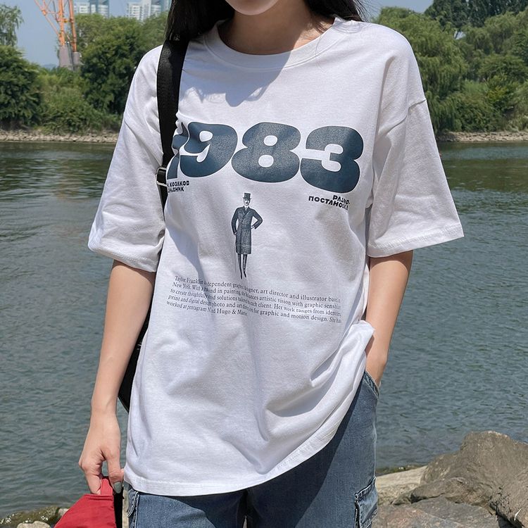 ナンバープリンティング半袖Tシャツ WHITE