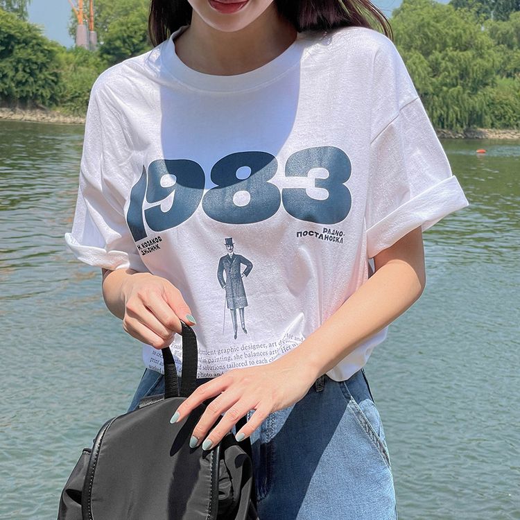 ナンバープリンティング半袖Tシャツ WHITE
