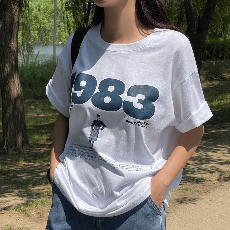 ナンバープリンティング半袖Tシャツ WHITE