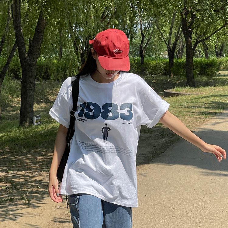 ナンバープリンティング半袖Tシャツ WHITE