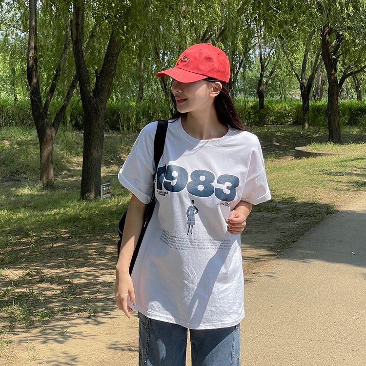 ナンバープリンティング半袖Tシャツ WHITE