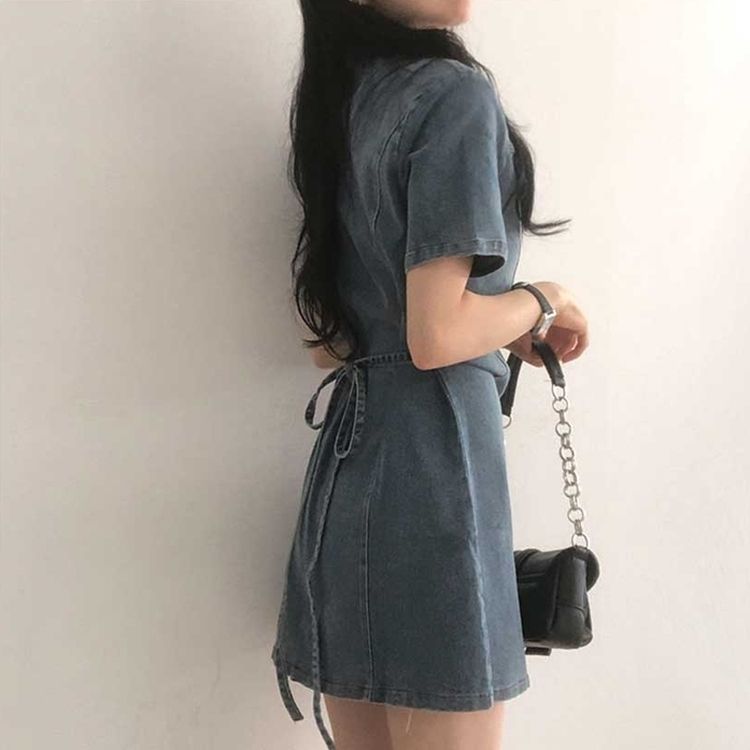 スパン半袖デニムワンピース｜ミニワンピース｜韓国ファッション通販 SONA